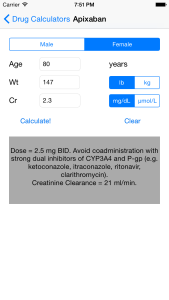 Apixaban Dose Calculator